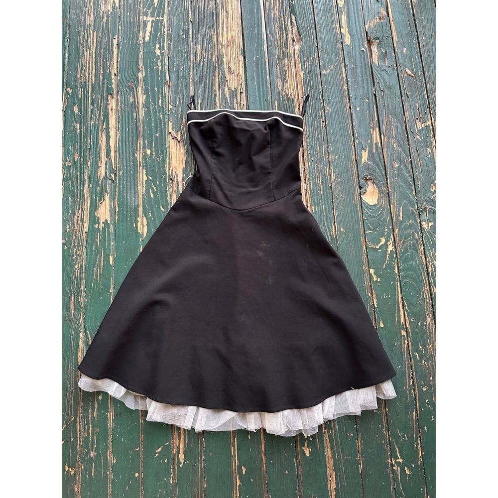 Ruby Rox Black Strapless Tulle Hem Fit and Flare Cocktail Dress Size 7